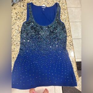 Express Blue Sequin Tank Top
